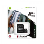 KINGSTON Scheda di Memoria MicroSd Card da 64GB Classe 10 A1 Velocità 100MB/s con Adattatore SD